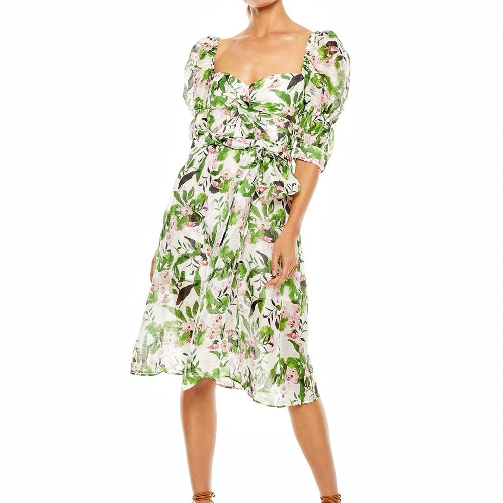 Floral Green and Pink Women's Dress